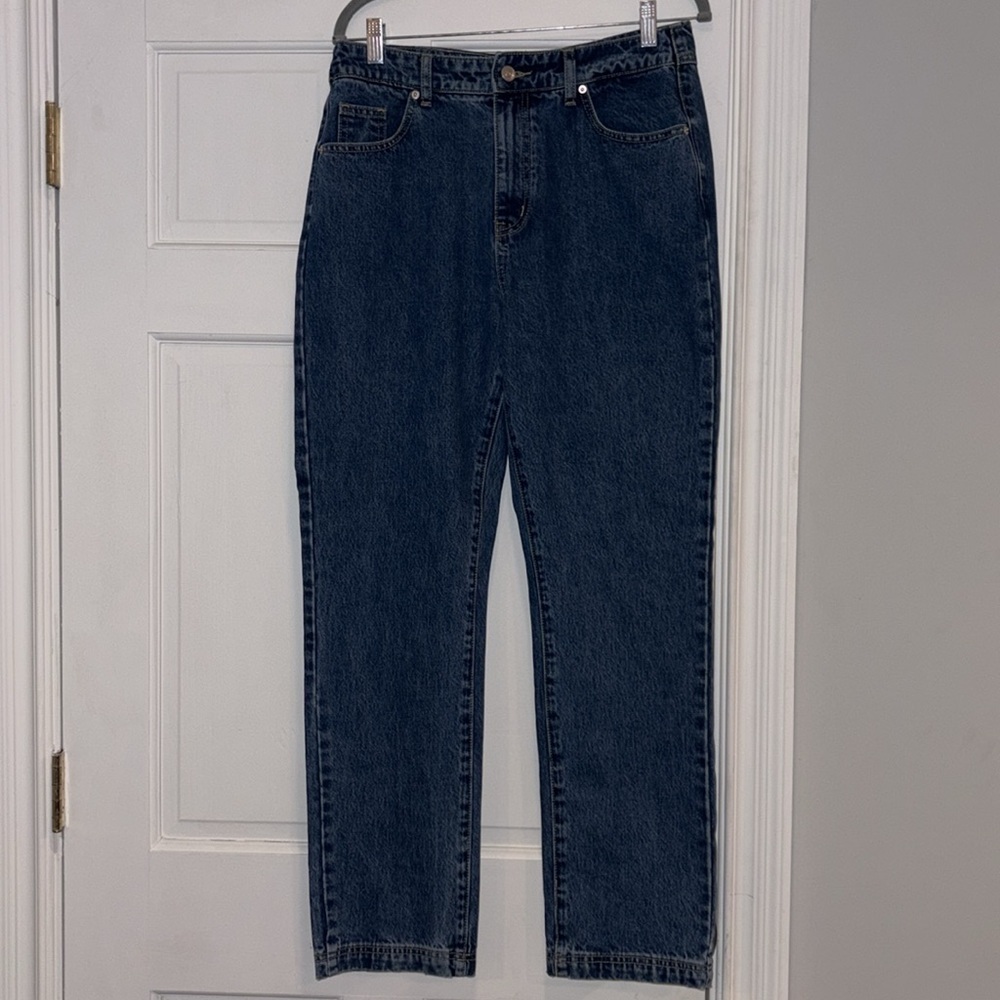 Princess Polly Gyoke Hi Rise Straight Leg Jeans Size 8 Dark Wash - Picture 5 of 15